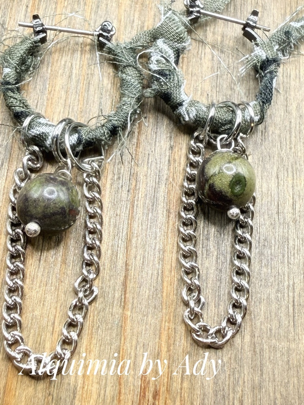 FALL + Bloodstone agate bandanna wrap earrings + OLIVE